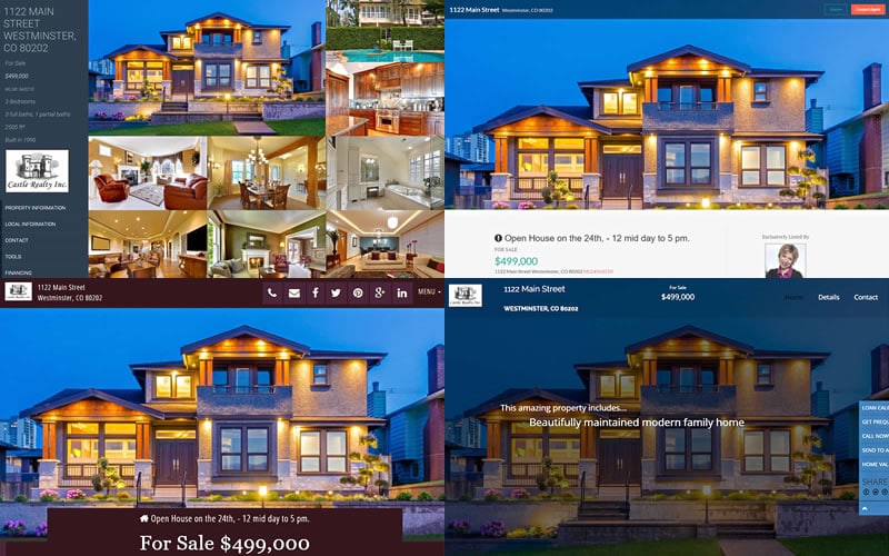 4 property website themes next to each other.